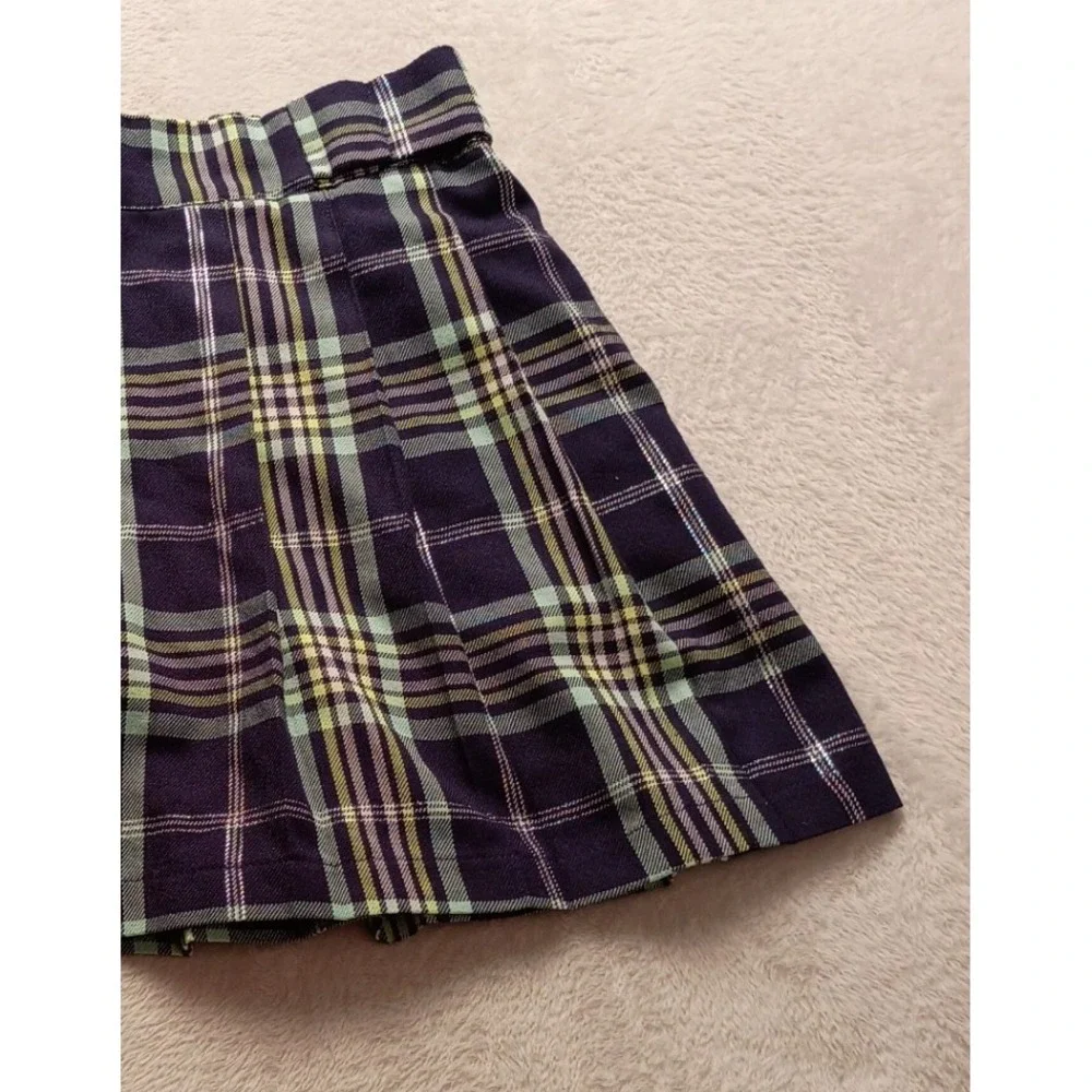 Justice Girls XL Plus Purple Green Plaid Pleated Skort Metallic Accents NWOT